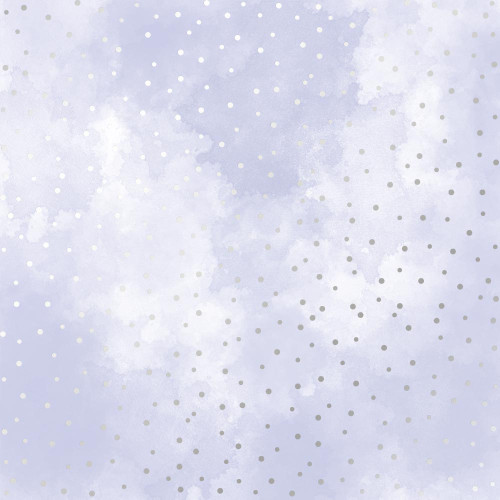 Лист односторонней бумаги с серебряным тиснением Silver Drops, Lilac watercolor, 30,5 см х 30,5 см