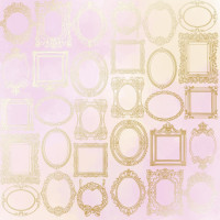 Аркуш одностороннього паперу з фольгуванням Golden Frames, color Pink yellow watercolor, 30,5 х 30,5 см