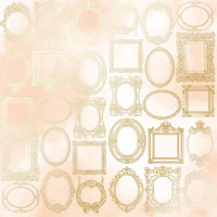 Аркуш одностороннього паперу з фольгуванням Golden Frames, color Beige watercolor, 30,5 см х 30,5 см