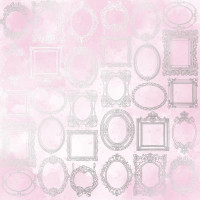 Аркуш одностороннього паперу зі срібним тисненням Silver Frames, Pink shabby watercolor, 30,5 см х 30,5 см