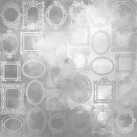 Аркуш одностороннього паперу зі срібним тисненням Silver Frames, Grey watercolor, 30,5 см х 30,5 см
