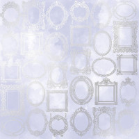 Аркуш одностороннього паперу зі срібним тисненням Silver Frames, Lilac watercolor, 30,5 см х 30,5 см
