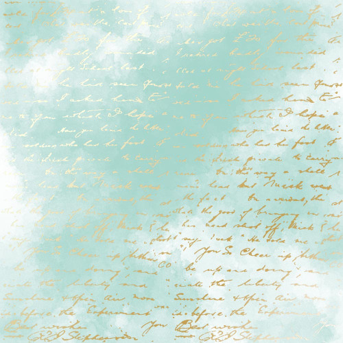 Лист односторонней бумаги с фольгированием Golden Text, color Mint watercolor, 30,5 см х 30,5 см