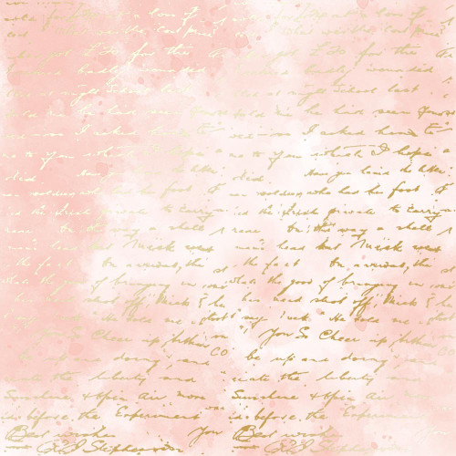 Лист односторонней бумаги с фольгированием Golden Text, color Vintage pink watercolor, 30,5 см х 30,5 см