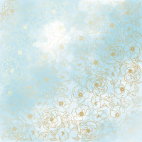 Аркуш одностороннього паперу з фольгуванням Golden Pion, color Azure watercolor, 30,5 см х 30,5 см