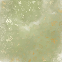 Аркуш одностороннього паперу з фольгуванням Golden Dill, color Olive watercolor, 30,5 см х 30,5 см
