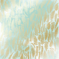 Лист односторонней бумаги с фольгированием Golden Fern, color Mint watercolor, 30,5 см х 30,5 см