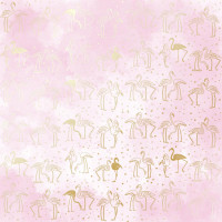Аркуш одностороннього паперу з фольгуванням, Golden Flamingo, color Pink shabby watercolor, 30,5 см х 30,5 см