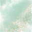 Лист односторонней бумаги с фольгированием Golden Rose leaves, color Mint watercolor, 30,5 см х 30,5 см