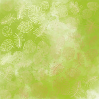 Лист одностороннього паперу із фольгуванням Golden Tropical Leaves, color Light green watercolor, 30,5 см х 30,5 см
