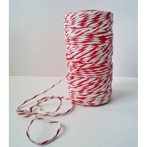 Хлопковый меланжевый шнур 1 м, Белый с красным