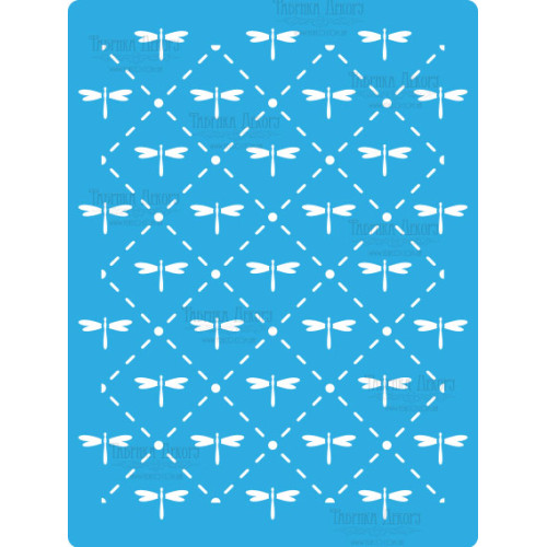 Трафарет багаторазовий 15x20 см Стрекози фон №165