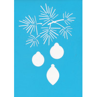 Трафарет многоразовый 15x20 см Веточка ели с игрушками №062