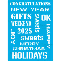 Трафарет многоразовый 15x20 см Зимний текст №201