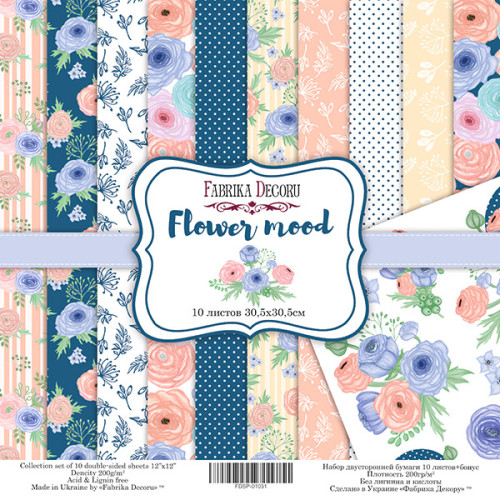 Набор скрапбумаги Цветочное Настроение Flower mood 30,5x30,5 см, 10 листов