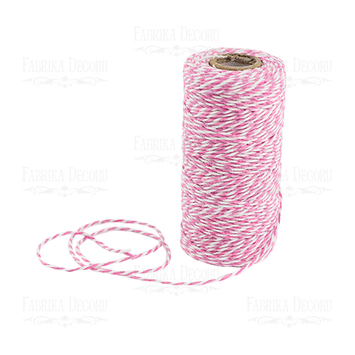 Хлопковый меланжевый шнур 1 м, Белый с нежно-розовым