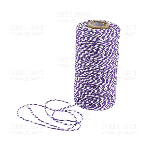 Хлопковый меланжевый шнур 1 м, Белый с фиолетовым