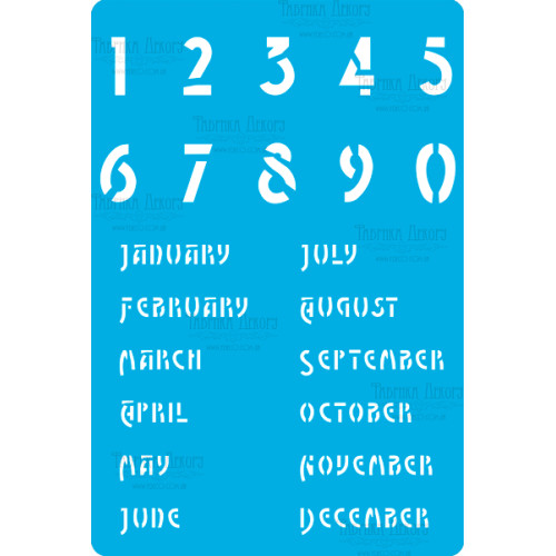 Трафарет многоразовый 15x20 см Календарь английский №283