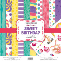 Набір скраппаперу Солодкий День Народження (Sweet Birthday) 20x20 см, 10 аркушів