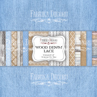 Набір скраппаперу Джинсове мереживо (Wood denim lace) 15x15 см, 12 аркушів