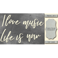 Чипборд I love music, life is now 10х20 см №445