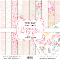 Набір скраппаперу Мрійлива Дитина Дівчинка Dreamy baby girl 20x20 см, 10 листів