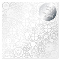 Ацетатный лист с фольгированием Silver Gears 30,5х30,5 см (Шестерни)