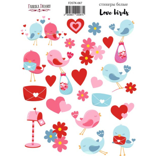 Набор наклеек (стикеров) 24 шт Love birds №087 Любящие Птицы