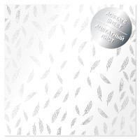 Ацетатный лист с фольгированием Silver Feather 30,5х30,5 см (Пух Перо)