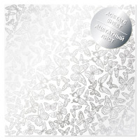 Ацетатний лист із фольгуванням Silver Butterflies 30,5х30,5 см (Метелики)