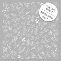 Ацетатний лист з білим візерунком White Branches 30,5х30,5 см (гілки)