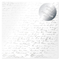 Ацетатний лист із фольгуванням Silver Text 30,5х30,5 см (Текст)