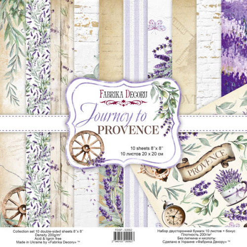 Набор скрапбумаги Путешествие в Прованс Journey to Provence 20x20 см, 10 листов