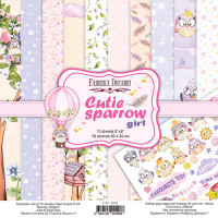 Набір скраппаперу Горобчик Дівчина Cutie sparrow girl 20x20 см, 10 аркушів