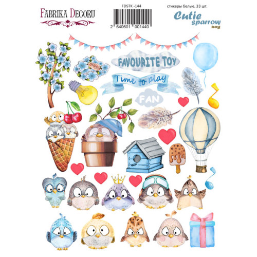 Набір наклейок (стікерів) 33 шт Cutie sparrow boy №144 Милий Горобець Хлопчик