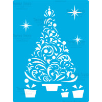 Трафарет многоразовый 15x20 см Елка из завитков №349