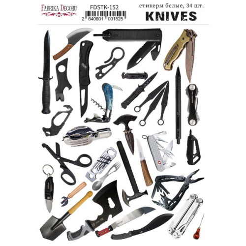 Набор наклеек (стикеров) 34 шт Knives №152 Ножи