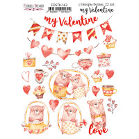 Набор наклеек (стикеров) 22 шт My Valentine №162 Мой Валентин