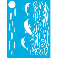 Трафарет багаторазовий 15x20 см Дельфіни і море №369