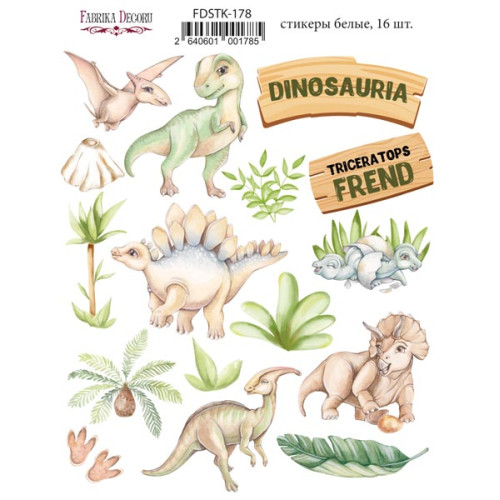 Набор наклеек (стикеров) 16 шт Dinosauria №178 Динозаврия