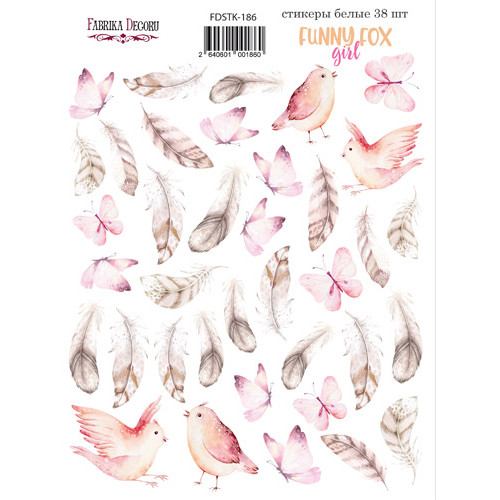 Набор наклеек (стикеров) 38 шт Funny fox girl №186 Веселая Лисичка Девочка