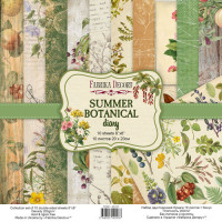 Набір скраппаперу Літній Ботанічний Щоденник (Summer botanical diary) 20x20 см, 10 листів