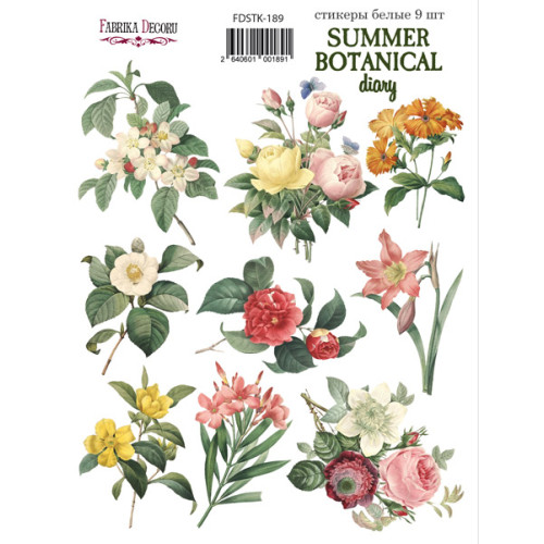 Набір наклейок (стікерів) 9 шт Summer botanical diary №189 Літній Ботанічний Щоденник