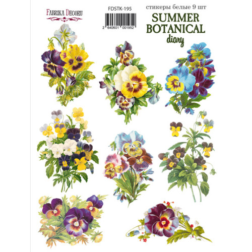 Набор наклеек (стикеров) 9 шт Summer botanical diary №195 Летний Ботанический Дневник