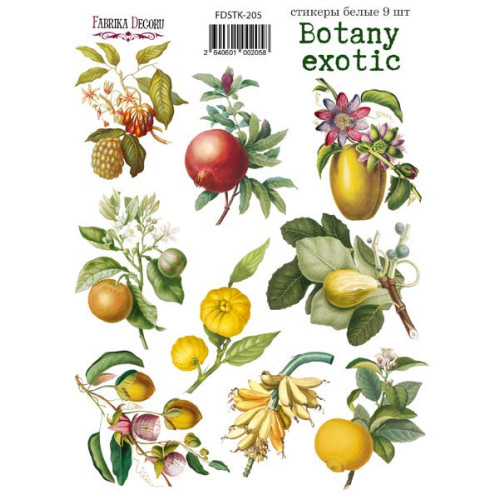 Набір наклейок (стікерів) 9 шт Botany exotic №205 Ботанічна Екзотика