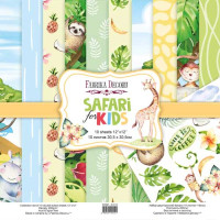 Набір скраппаперу Сафарі для дітей (Safari for kids) 30,5x30,5 см, 10 листів