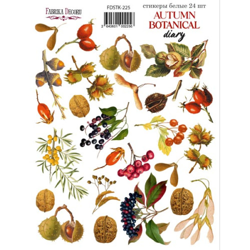 Набор наклеек (стикеров) 24 шт Autumn botanical diary №225 Осенний Ботанический Дневник
