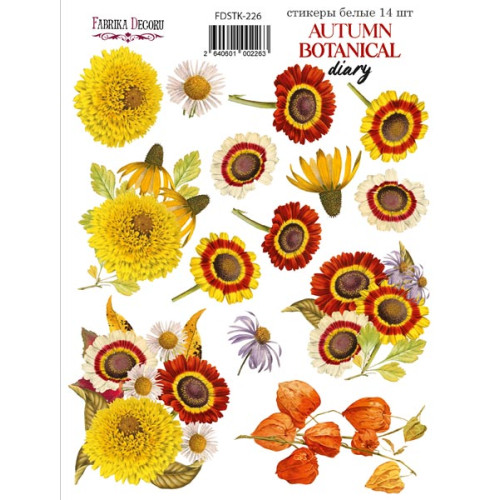 Набор наклеек (стикеров) 14 шт Autumn botanical diary №226 Осенний Ботанический Дневник