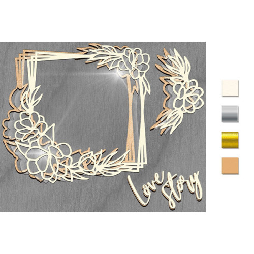 Заготовка мега шейкера Квадратная рамка с цветком лотоса Серебряный