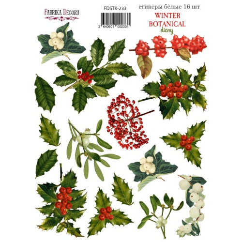 Набор наклеек (стикеров) 16 шт Winter botanical diary №233 Зимний Ботанический Дневник